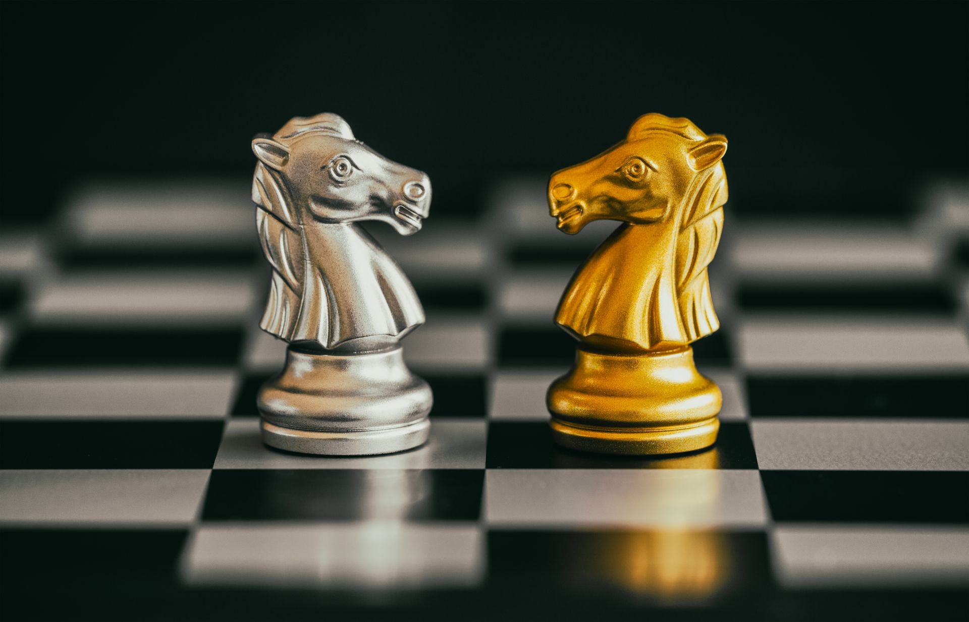 Two Knights on a chessboard (the piece in the game of chess) Two Knights on a chessboard (the piece in the game of chess)